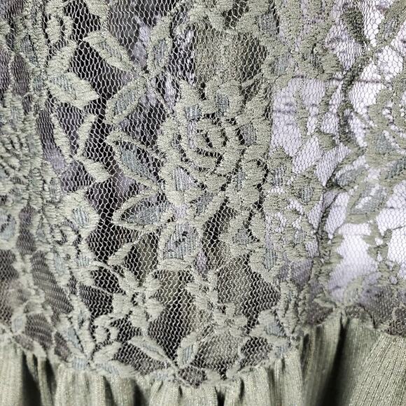 Paper + Tee Green Floral Lace Panels Open Front Cardigan Size 2X Plus - Picture 8 of 8